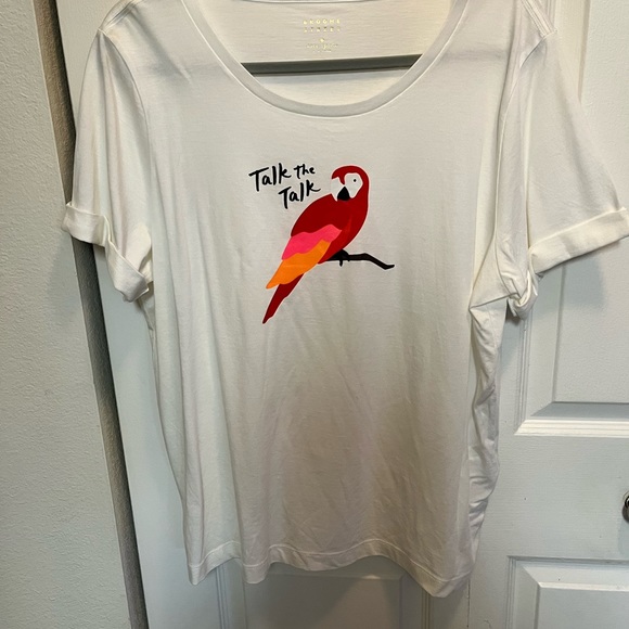 🟡KATE SPADE BROOME STREET PRE-LOVED AUTHENTIC WHITE & RED PARROT COTTON TSHIRT - Picture 15 of 17